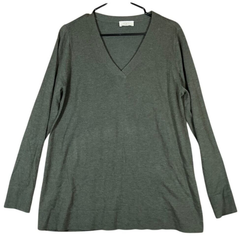 LOFT Outlet Womens Sweater Green V Neck Long Sleeve Pullover Casual Large